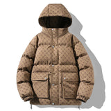 B Letter Mask Style Parka Jacket Khaki, XS - Streetwear Jacket - Slick Street