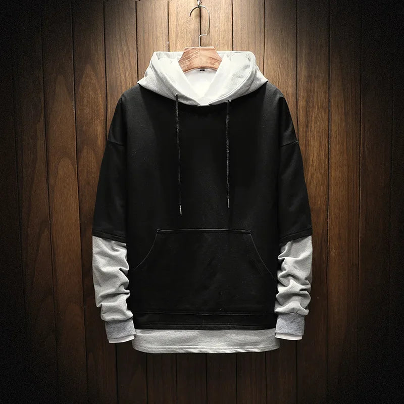 Color Block Pullover Hoodie Black, XS - Streetwear Hoodie - Slick Street