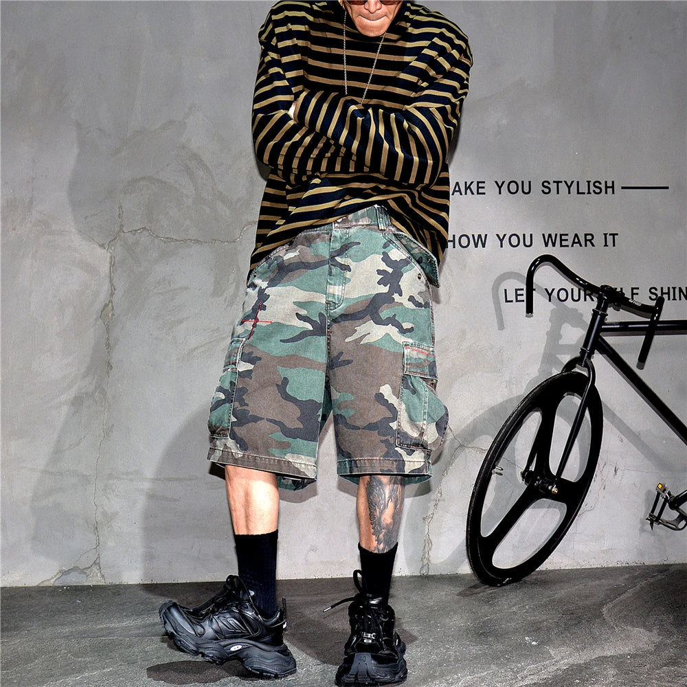 Tactical Camouflage Knee Length Shorts , - Streetwear Shorts - Slick Street