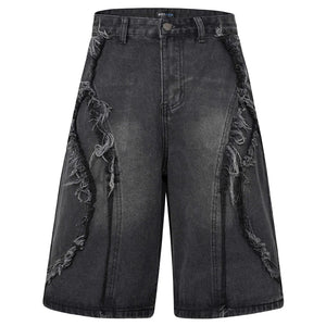 Vintage Loose Distressed Denim Shorts black, 29 - Streetwear Shorts - Slick Street