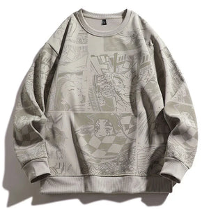 Demon Slayer Anime Sweater Light Gray, XS - Streetwear Sweater - Slick Street