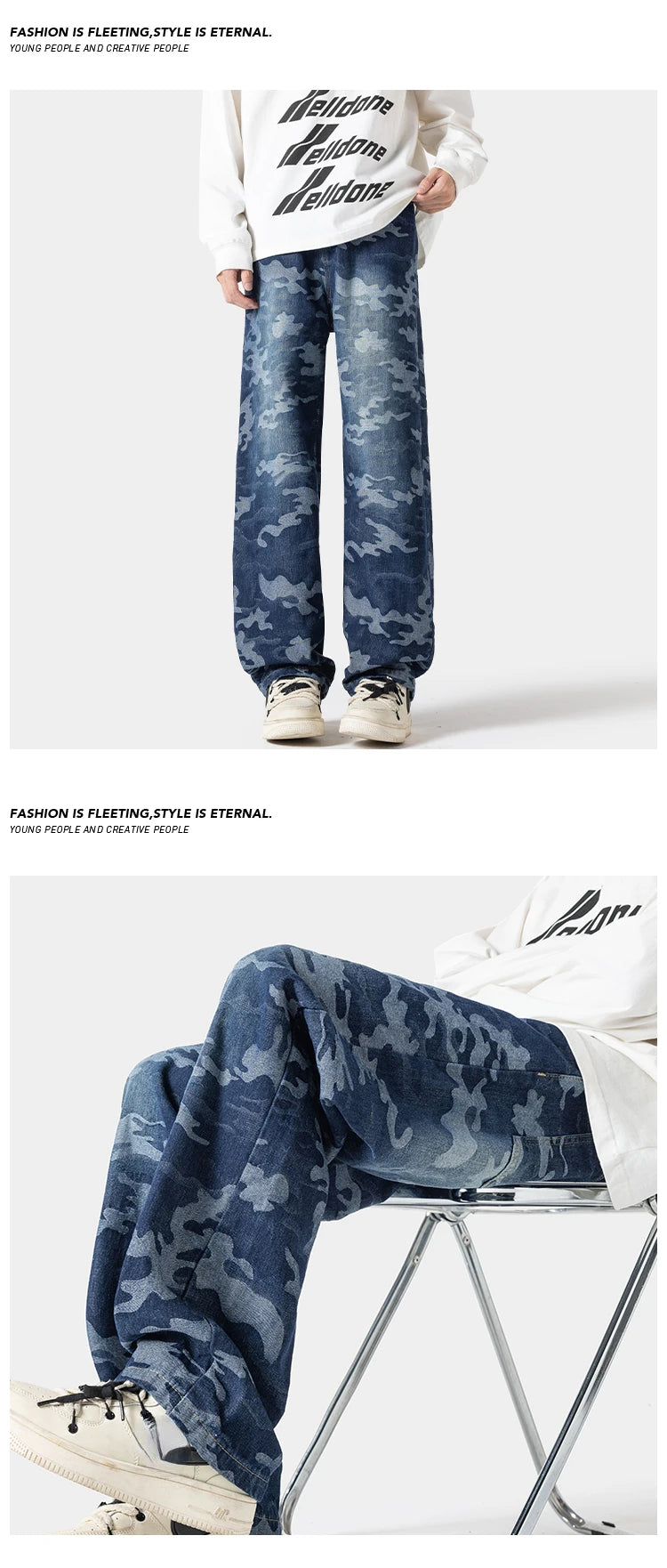 Camouflage Wide Leg Pants , - Streetwear Pants - Slick Street