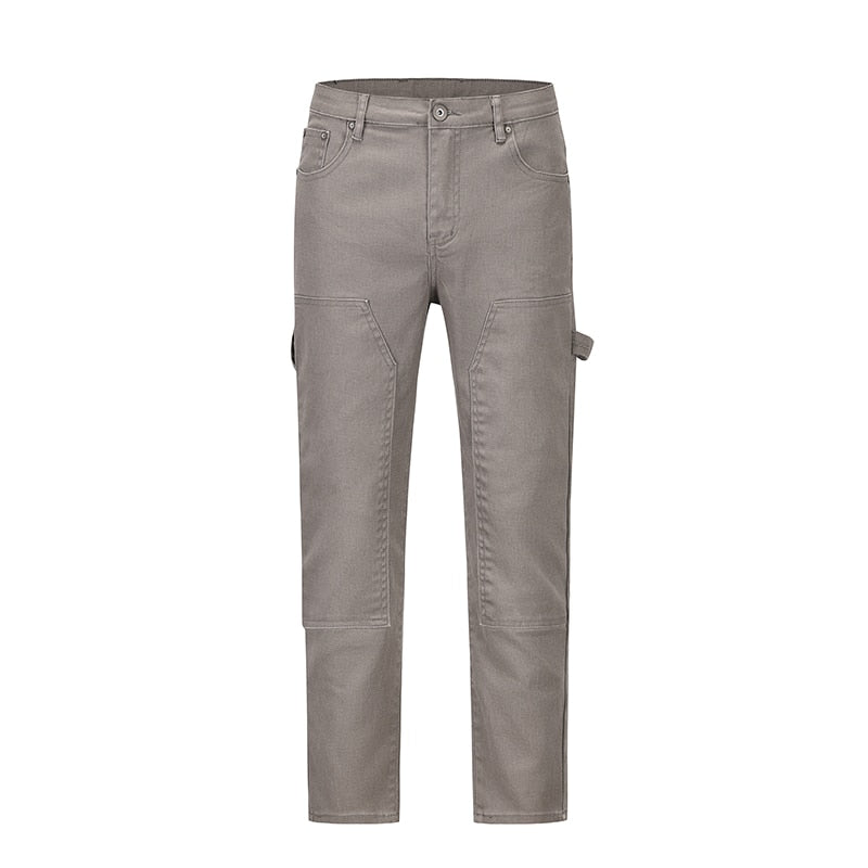 Solid Color Multi Pockets Denim Pants ,  - Streetwear Pants - Slick Street