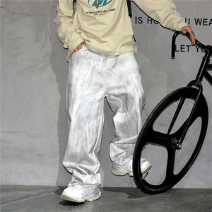Distressed Dirty White Baggy Pants , - Streetwear Pants - Slick Street