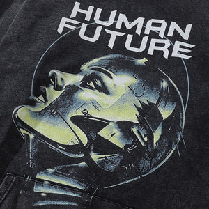 Dark Human Future Robot Graphic Hoodie ,  - Streetwear Hoodie - Slick Street