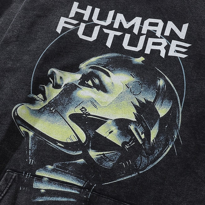 Dark Human Future Robot Graphic Hoodie ,  - Streetwear Hoodie - Slick Street