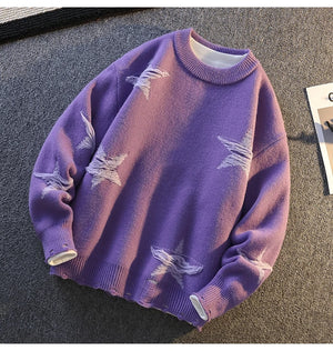 Pentagram Star Shaped Knitted Sweater , - Streetwear Sweater - Slick Street