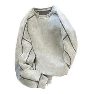 Gray Color Stripes Loose Sweater , - Streetwear Sweater - Slick Street