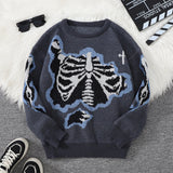 Pyro Skeleton Pullover Sweater Gray, S - Streetwear Sweater - Slick Street