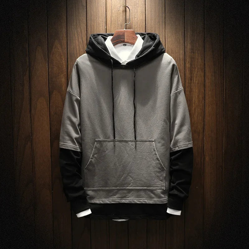 Color Block Pullover Hoodie Grey, XS - Streetwear Hoodie - Slick Street