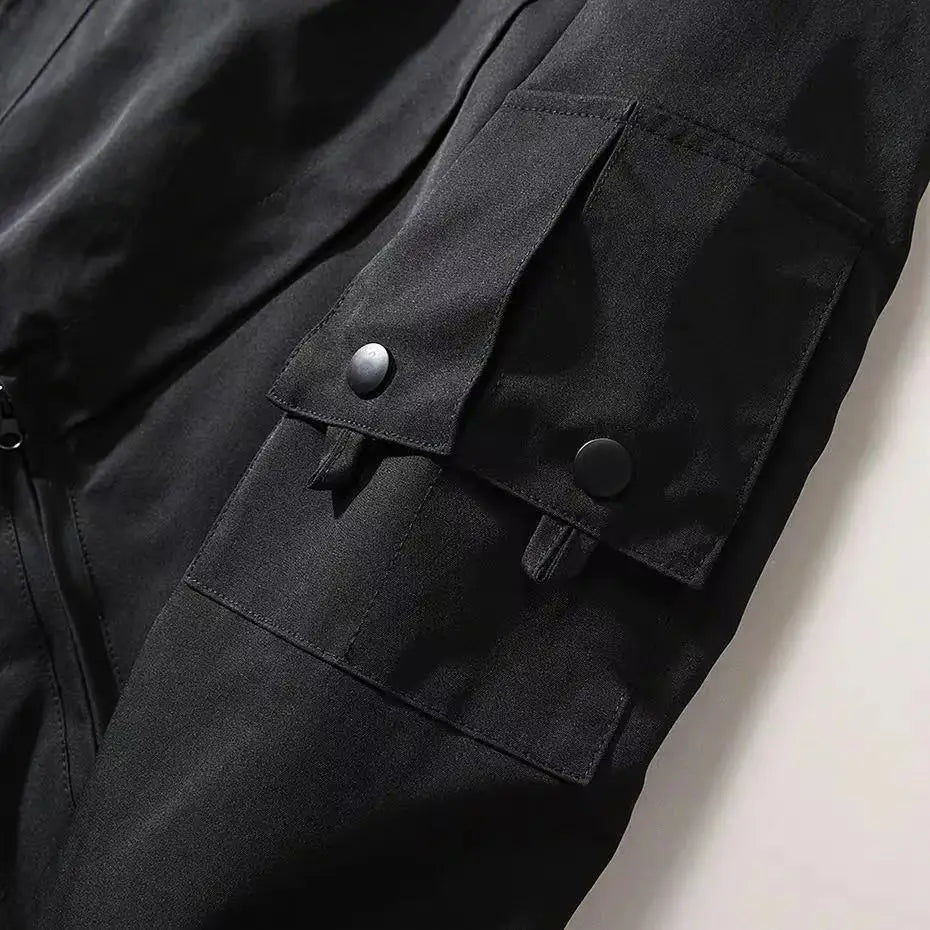 Devil Skull Button-Up Bomber Jacket , - Streetwear Jacket - Slick Street