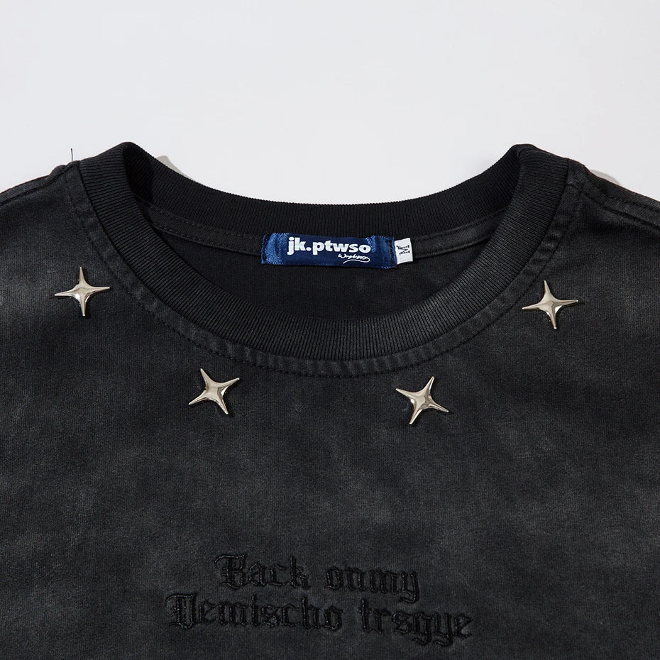 Tie-Die Metal Star Ripped T-Shirt , - Streetwear T-Shirt - Slick Street