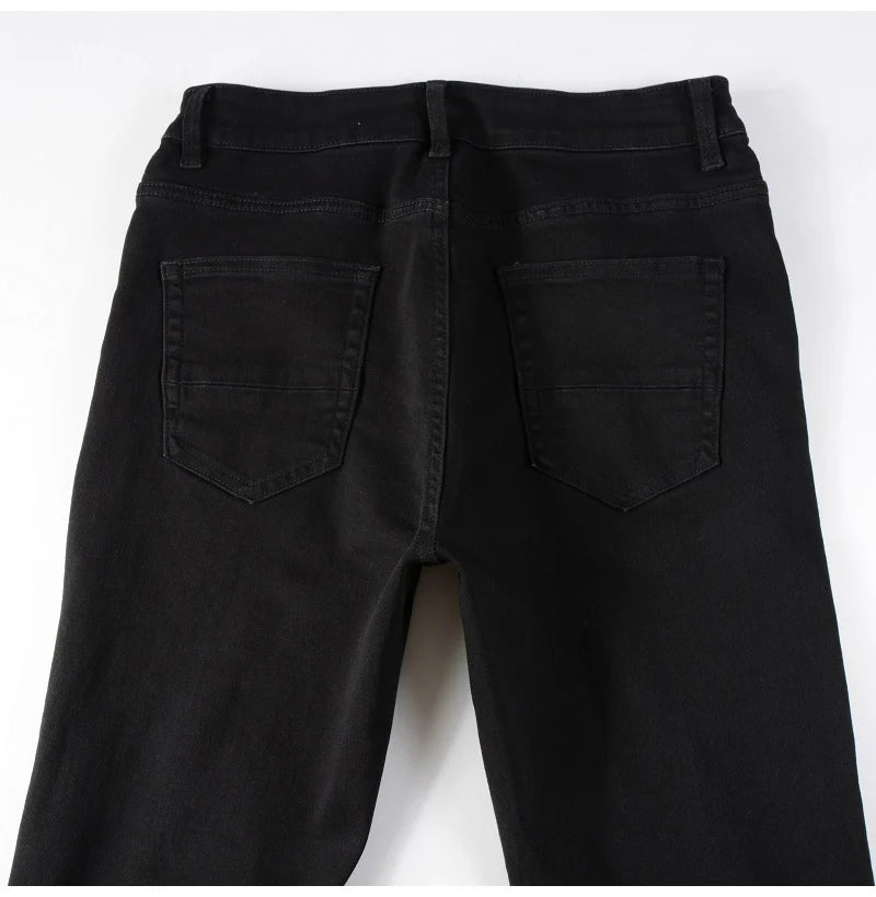Black Distressed Tapered Skinny Pants , - Streetwear Pants - Slick Street