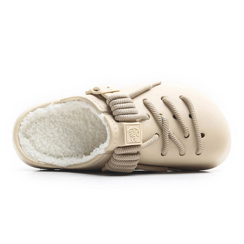 Gap Lacing Style Fleece Shoes Beige, 35-36 - Streetwear Footwear - Slick Street