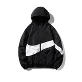 Horizontal Broad Stripe Zipper Hoodie Black, XXS - Streetwear Hoodie - Slick Street