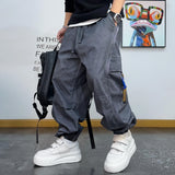 Plain Color Elastic Ankle Length Pants Gray, XXS - Streetwear Pants - Slick Street