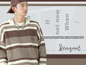 Stripe Embroidery Crochet Sweater ,  - Streetwear Sweater - Slick Street