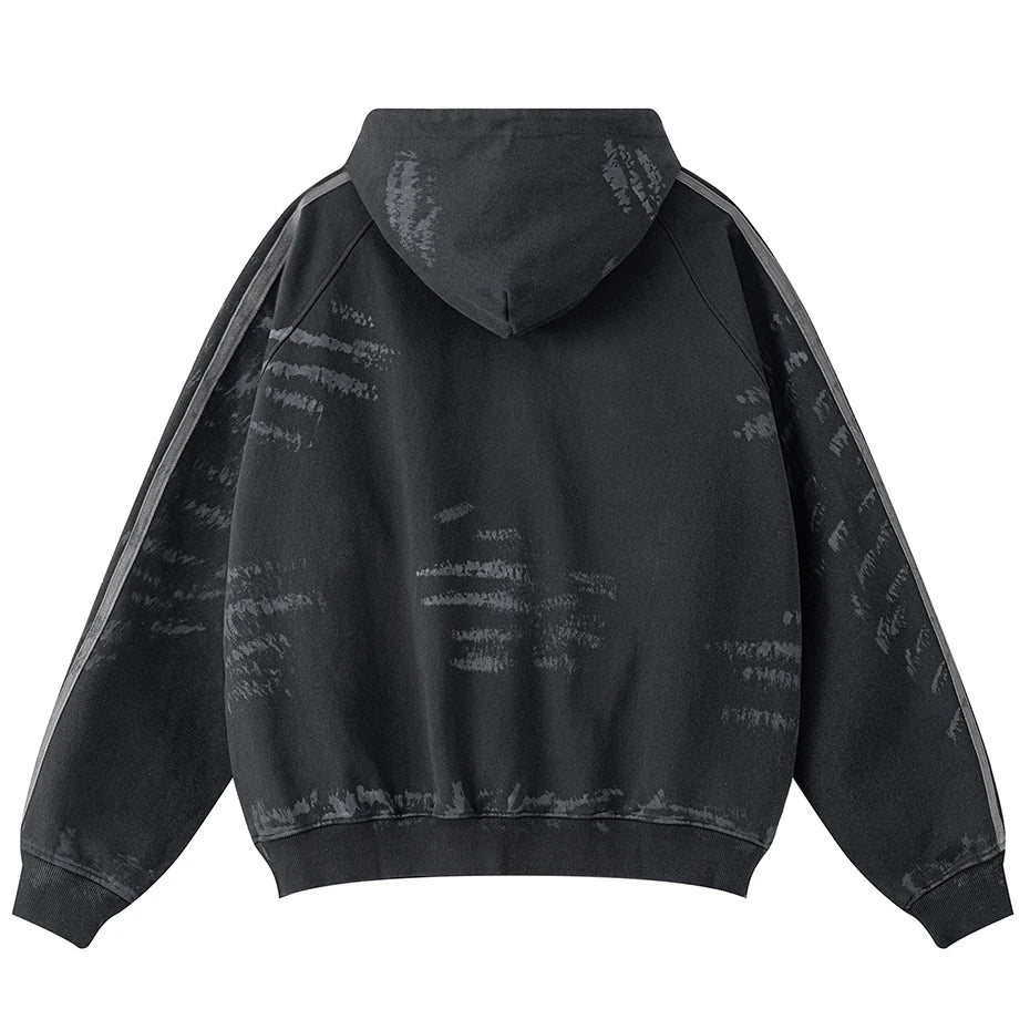 Coal Black Striped Sleeves Hoodie , - Streetwear Hoodie - Slick Street