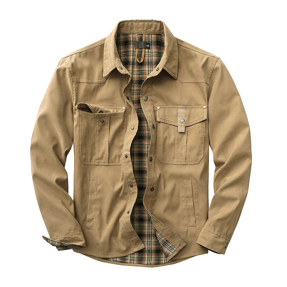 Flannel Lined Plaid Button-Up Jacket , - Streetwear Jacket - Slick Street