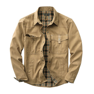 Flannel Lined Plaid Button-Up Jacket , - Streetwear Jacket - Slick Street