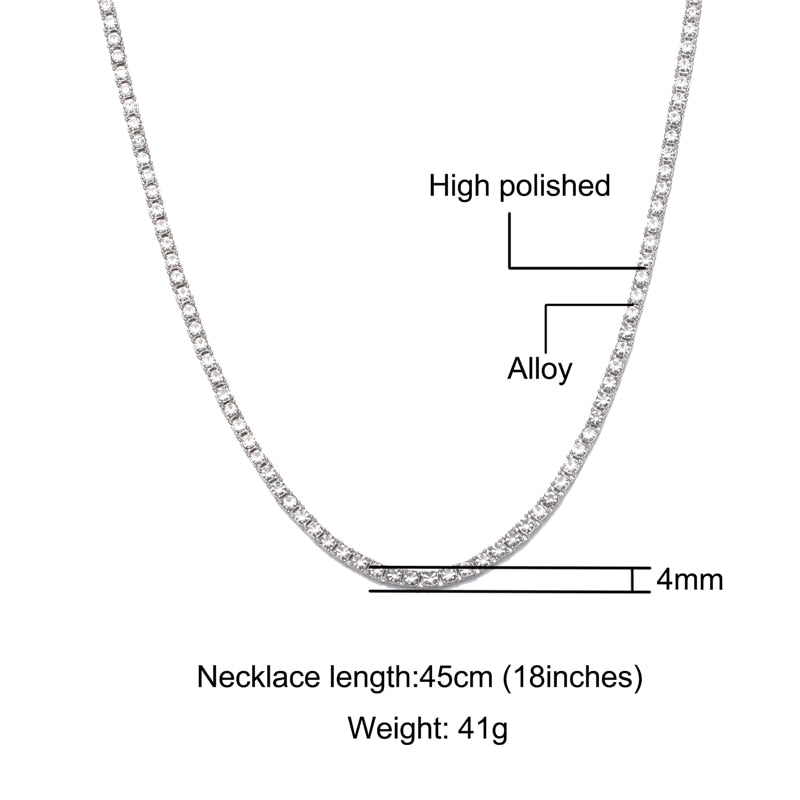 Crystal Rhinestone Tennis Necklace ,  - Streetwear Necklace - Slick Street