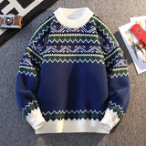 Native Art Knitwear O-Neck Sweater Navy Blue, XS - Streetwear Sweater - Slick Street