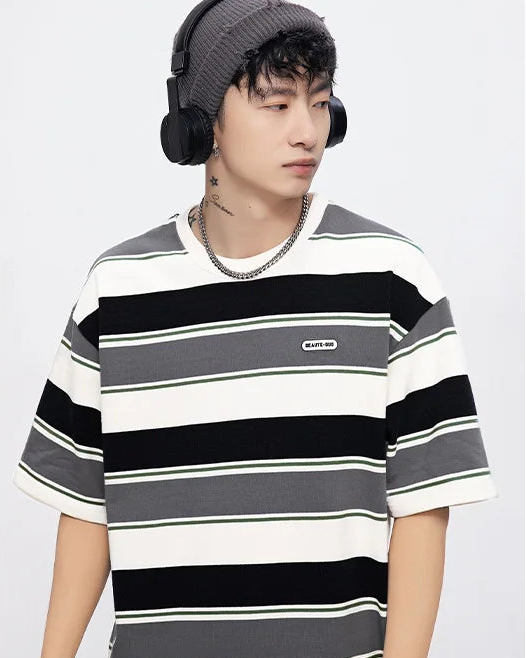 SQ2 Multi Striped Color Loose T-Shirt , - Streetwear T-Shirt - Slick Street