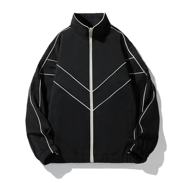 Striped White Lining With Rib sleeve Style Jacket Black, XS - Streetwear Jacket - Slick Street