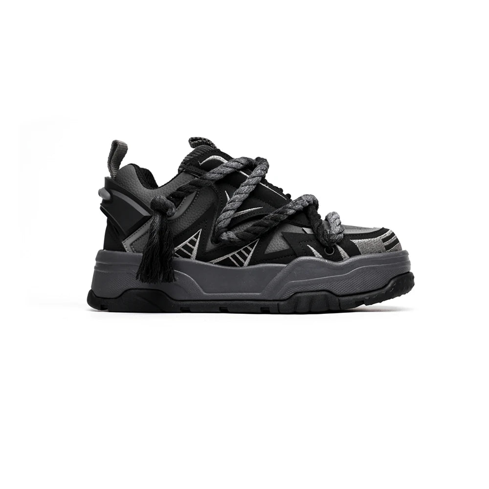 Achromatic Rope Lace Shoes Black, 39 - Streetwear Sneaker - Slick Street