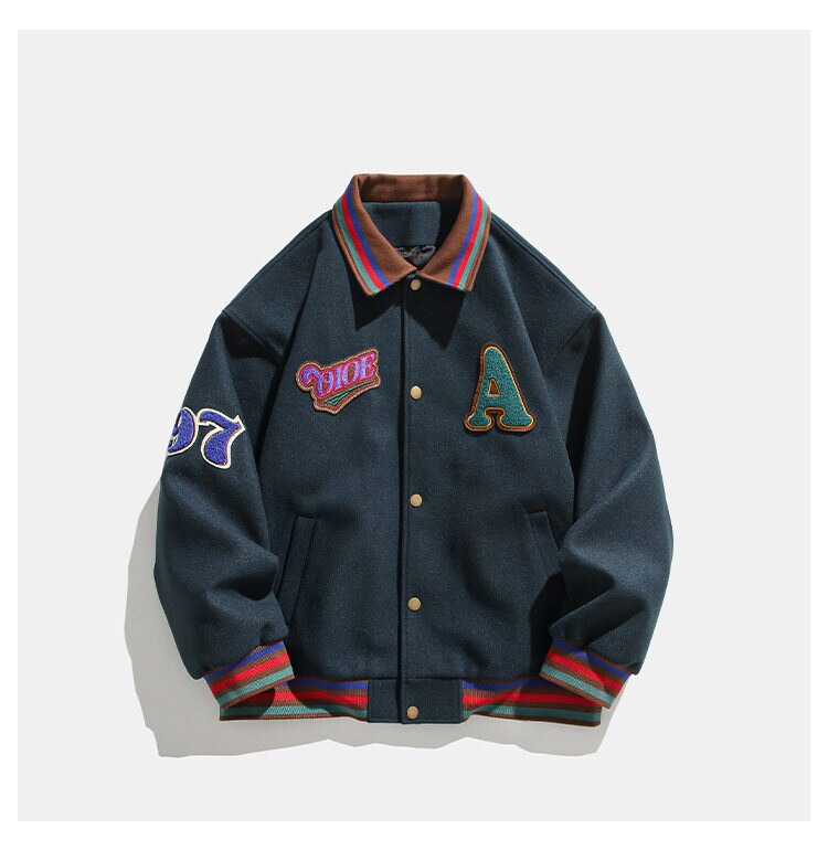 97 Number Baseball Slim Fit Bomber Jacket Green, XS - Streetwear Jacket - Slick Street