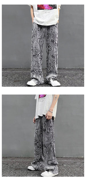 Abstract Waving Vector Art Pants ,  - Streetwear Pants - Slick Street
