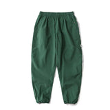 Straight Cut Nylon Loose Joggers Green, XS - Streetwear Pants - Slick Street
