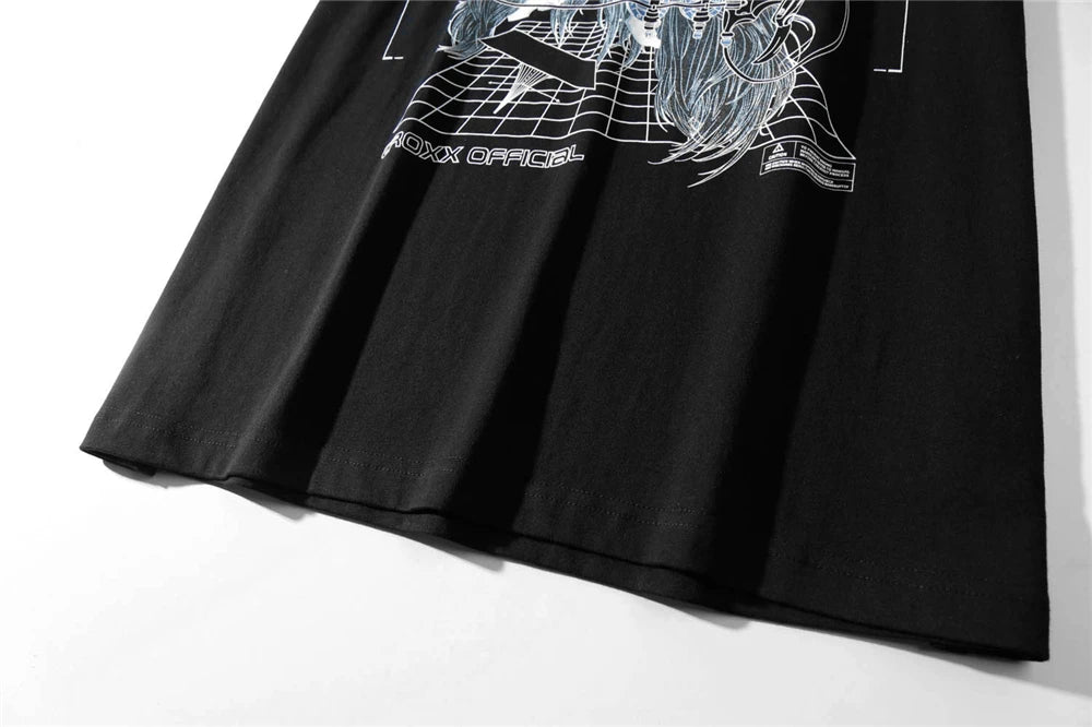 Streetwear Robotic Anime Girl Loose T-Shirt ,  - Streetwear T-Shirt - Slick Street