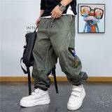 Plain Color Elastic Ankle Length Pants Green, XXS - Streetwear Pants - Slick Street