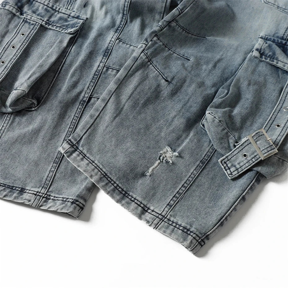 Denim Blue Ripped Baggy Pants , - Streetwear Pants - Slick Street