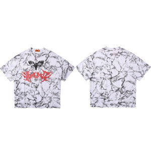 Butterfly Art Tie Die Long T-Shirt White, M - Streetwear T-Shirt - Slick Street