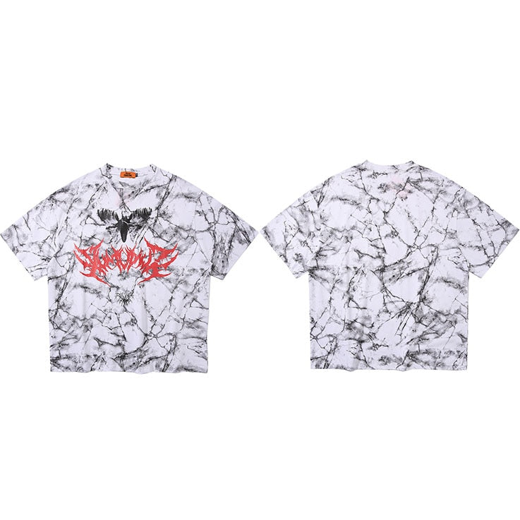 Butterfly Art Tie Die Long T-Shirt White, M - Streetwear T-Shirt - Slick Street