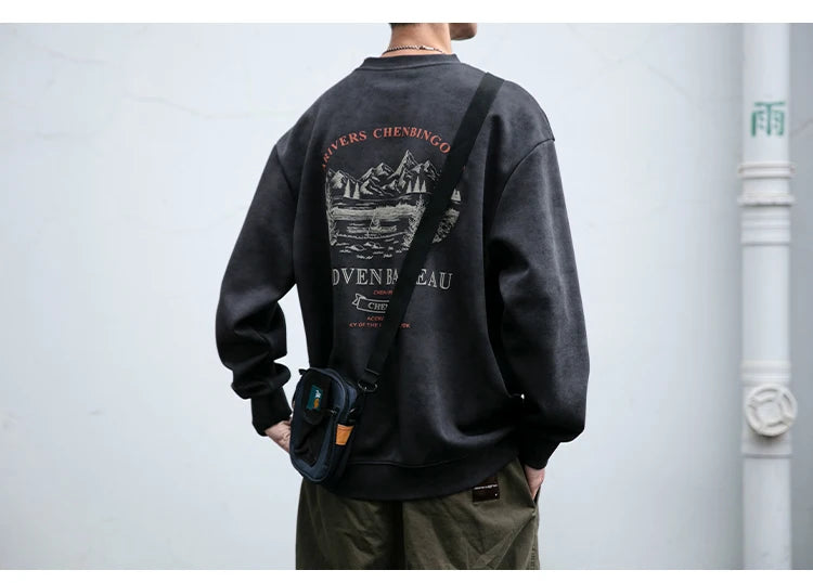 Gray Color Mountain Valley Design Sweater , - Streetwear Sweater - Slick Street