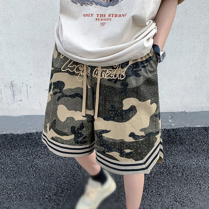 Camo Goth Knee Length Shorts ,  - Streetwear Shorts - Slick Street