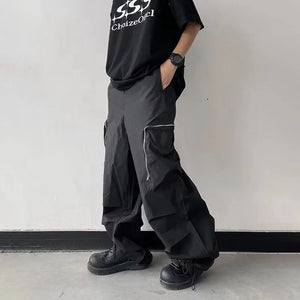 Large Knee Pocket Baggy Pants , - Streetwear Pants - Slick Street