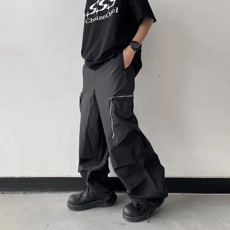 Large Knee Pocket Baggy Pants , - Streetwear Pants - Slick Street