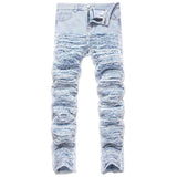 Light Blue Fringe Destroyed Jeans Blue, 26 - Streetwear Jeans - Slick Street