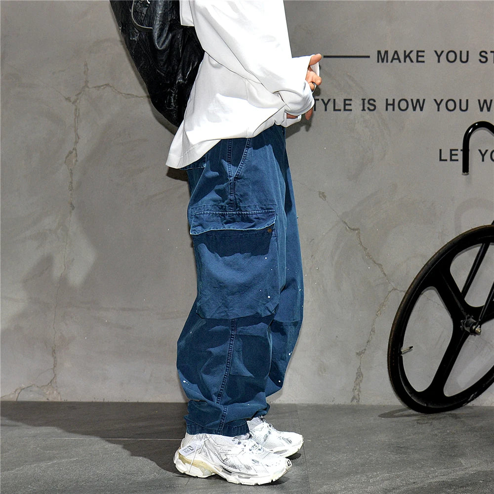 Paint Splash Multi Pockets Pants , - Streetwear Pants - Slick Street