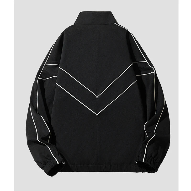 Striped White Lining With Rib sleeve Style Jacket – Slick Street