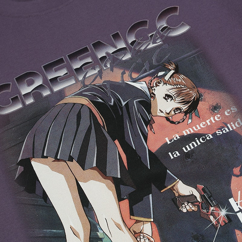 GREENGC Killer Girl Shooter Anime T-Shirt , - Streetwear T-Shirts - Slick Street