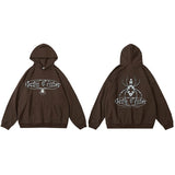 Cross Cellar Spider Graphic Hoodie Broewn, S - Streetwear Hoodie - Slick Street
