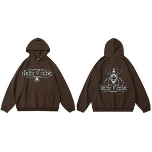 Cross Cellar Spider Graphic Hoodie Broewn, S - Streetwear Hoodie - Slick Street