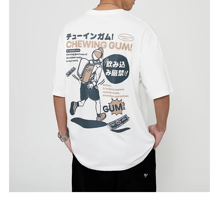 Chewing Gum Candy Cartoon Crew Neck T-Shirt , - Streetwear T-Shirts - Slick Street