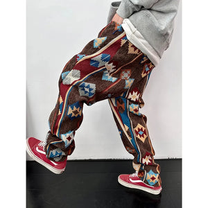 Geometric Retro Ethnic Style Pants ,  - Streetwear Pants - Slick Street