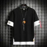 Fake Two Piece Short Sleeves T-Shirt Black, XS - Streetwear T-Shirts - Slick Street